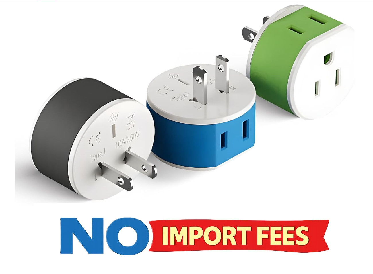 OREI Japan, Philippines Power Plug Adapter with 2 USA Inputs – Travel 3 Pack – T