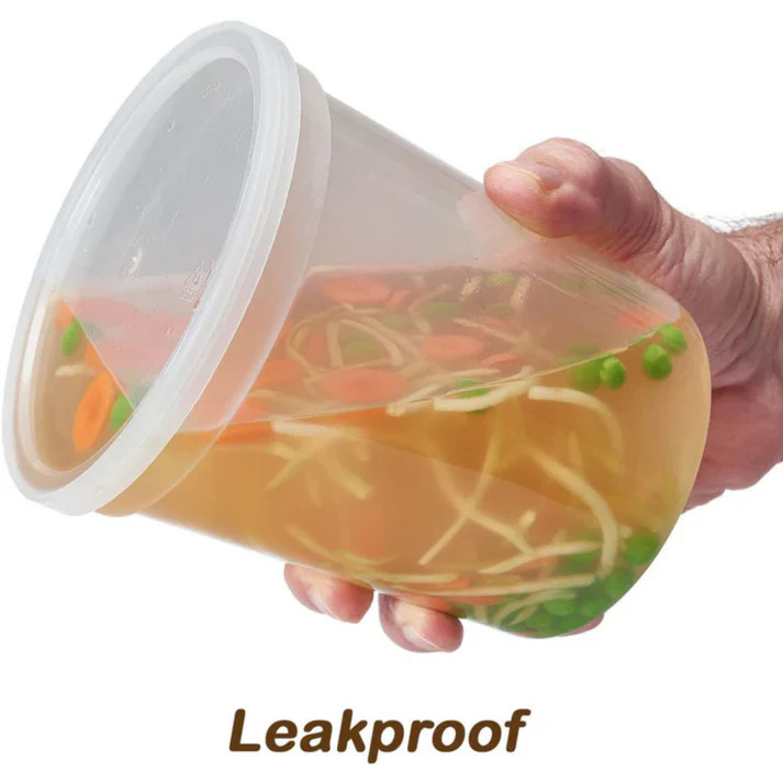 32 oz Heavy Duty Large Round Deli Food/Soup Plastic Containers w/ Lids BPA free