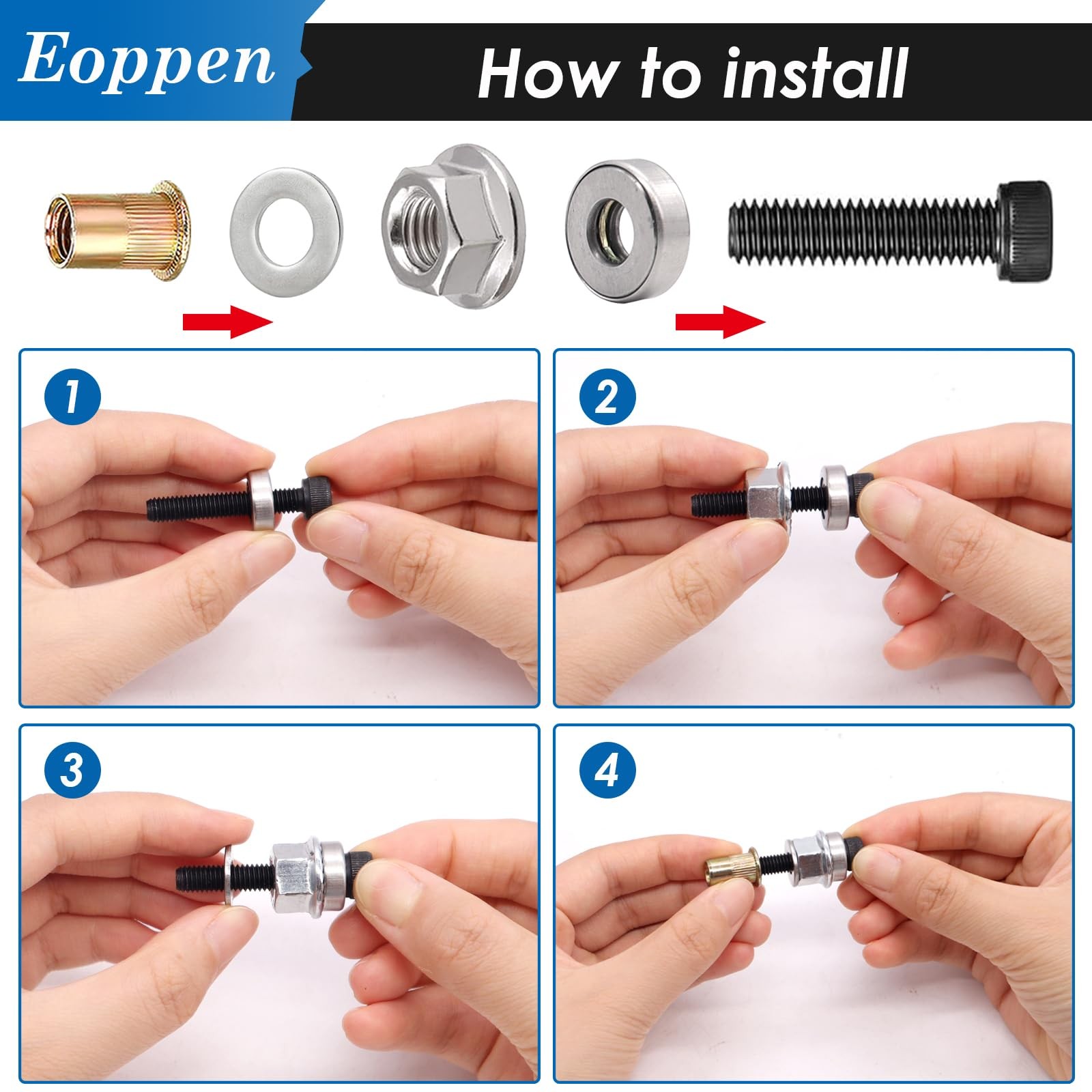 Rivet Nut Tool Kit with 1/4-20 Threaded Inserts 50 Pcs