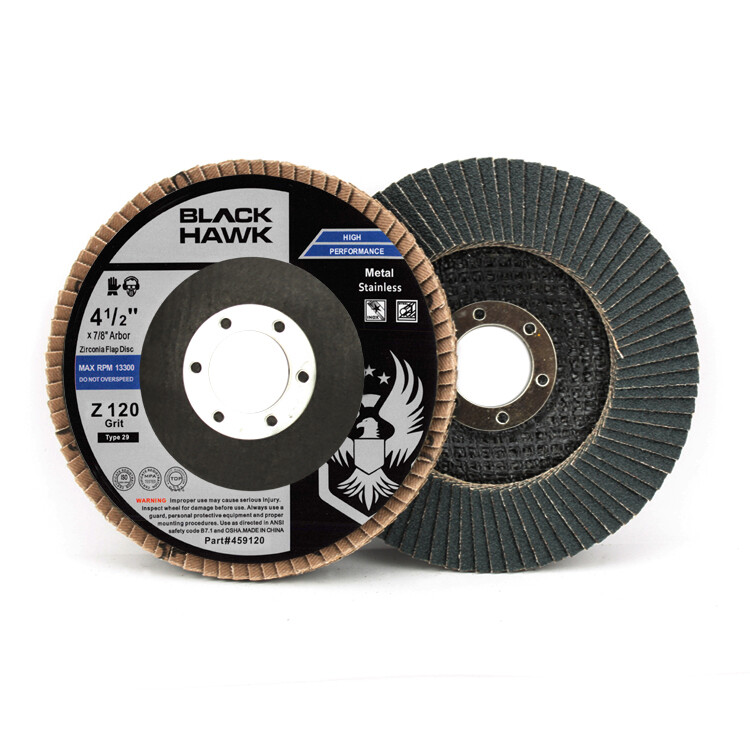 5 Pack 4.5″ x 7/8″ Black Hawk 120 Grit Zirconia Flap Disc Grinding Wheels T29