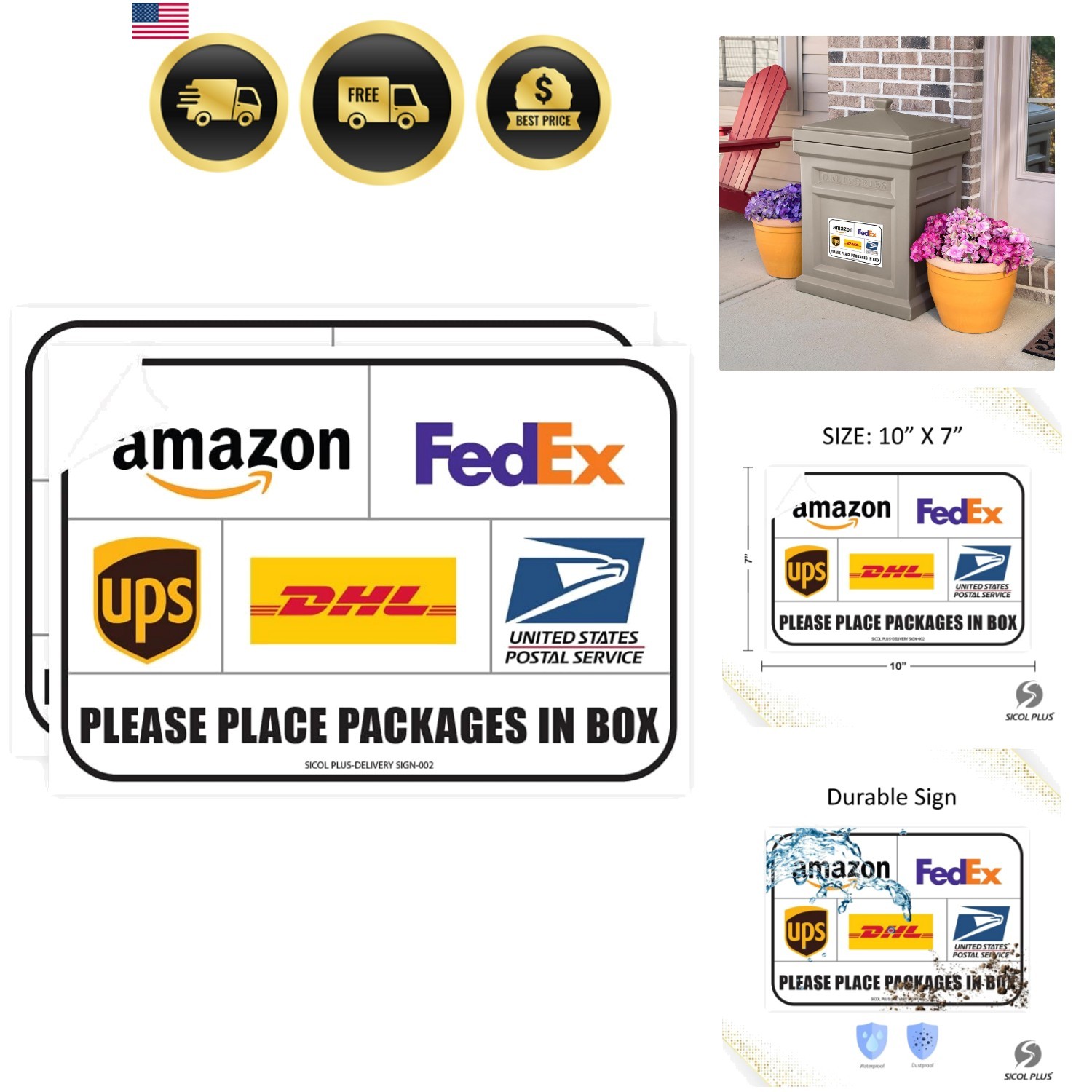 Package Delivery Signs 02 pack Package Delivery Stickers size 10 x 7 Inches O…