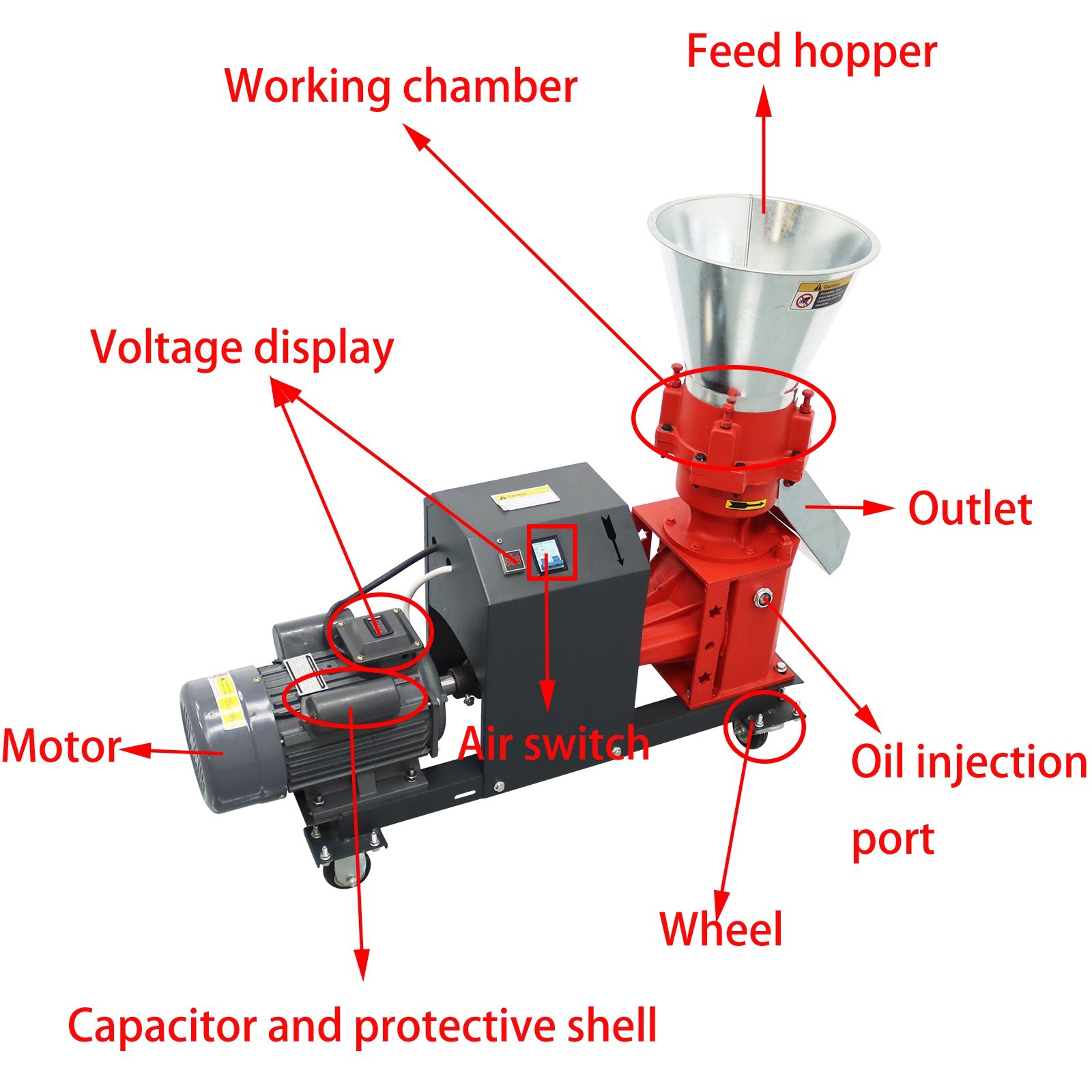 Feed Pellet Machine 3mm Feed Granulator Feed Pelletizer 4 Head Press Roller 220V