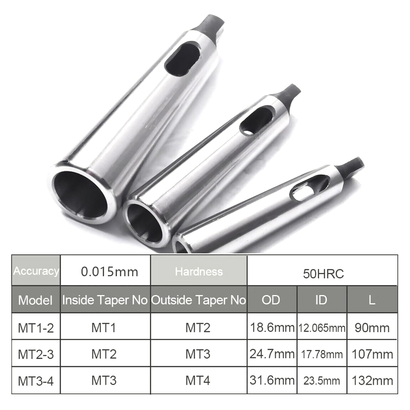 3pcs MT1 to MT2 MT2 to MT3 MT3 to MT4 New Morse Taper Adapter Fit reamers