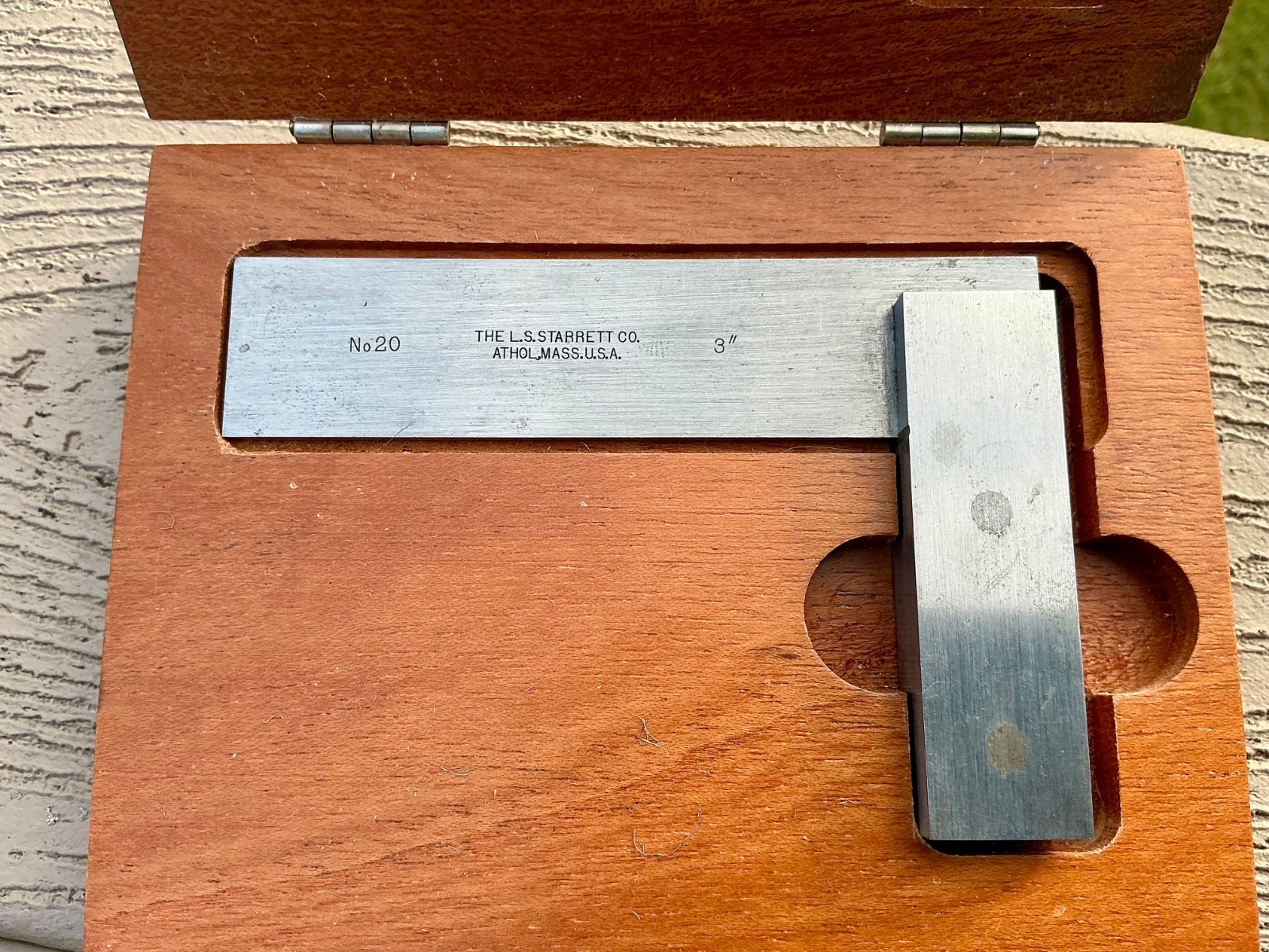 STARRETT No. 20 3” Master Precision Square Original wooden box
