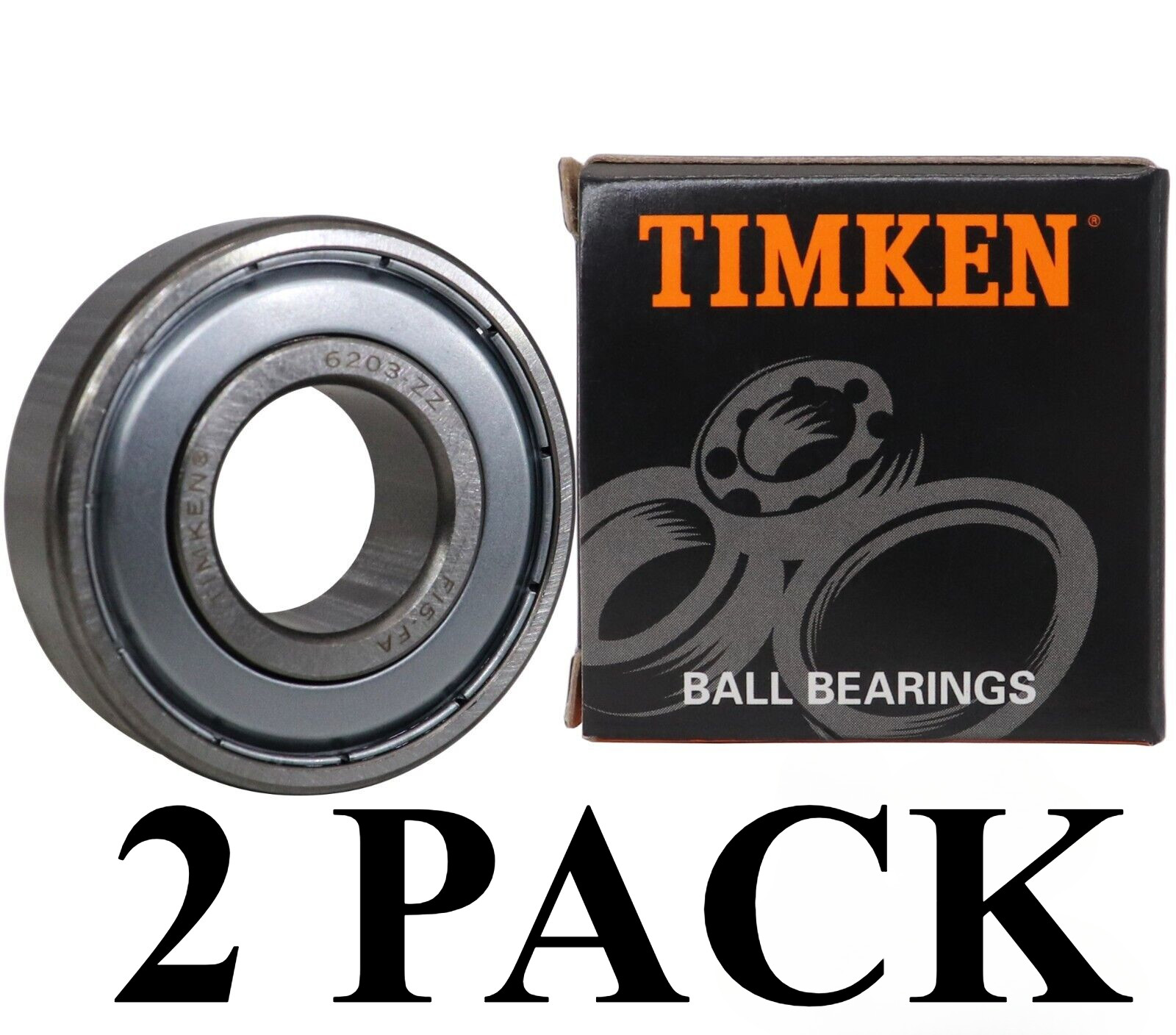 New 2 PACK 6203-2Z 17X40X12MM TIMKEN Double Metal Sealed Bearings Free Shipping