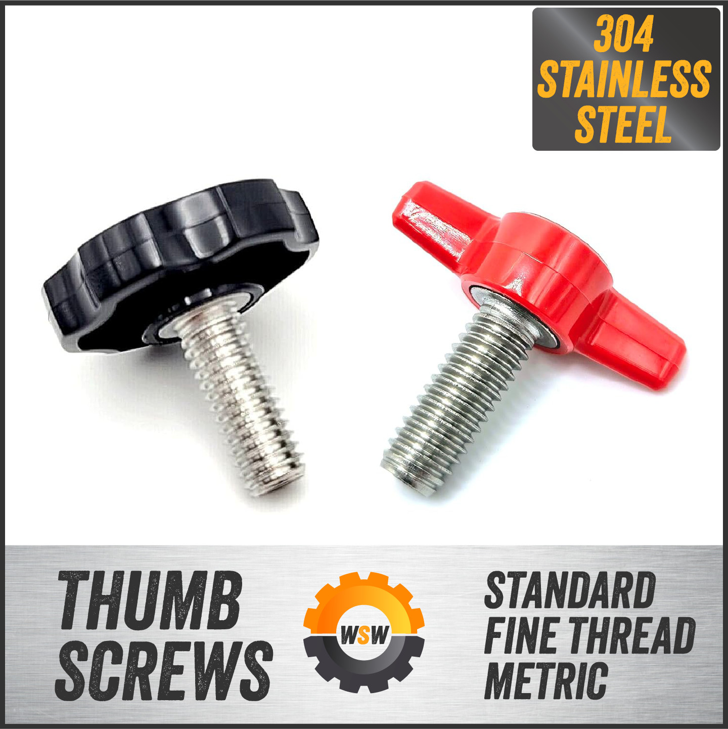 3/8″ Thumb Screw Bolts Black Round Clamping Hand Knob Stainless Steel