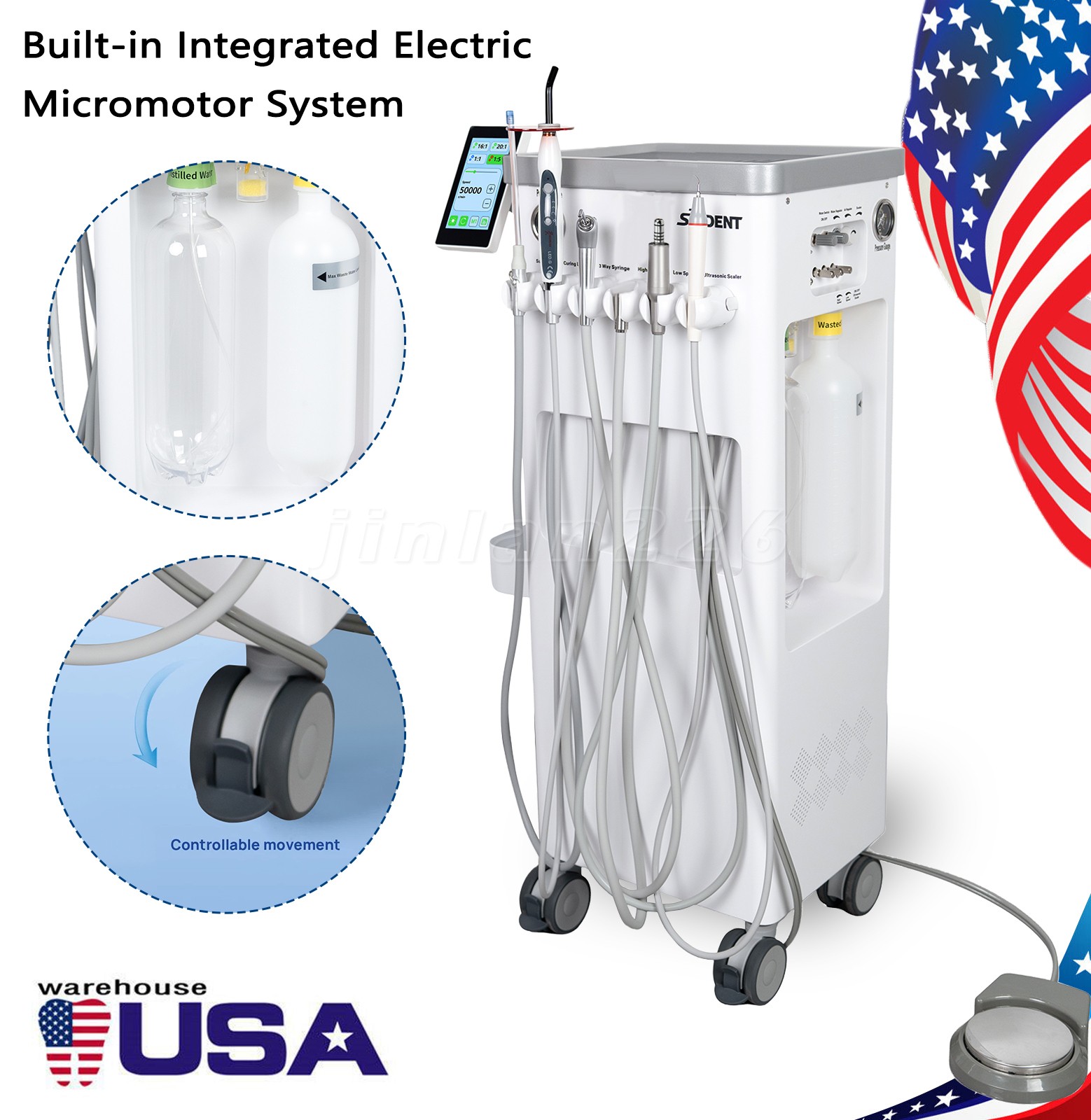 Dental Delivery Unit Air Compressor Suction Syringe 4H Built-in Electric Motor