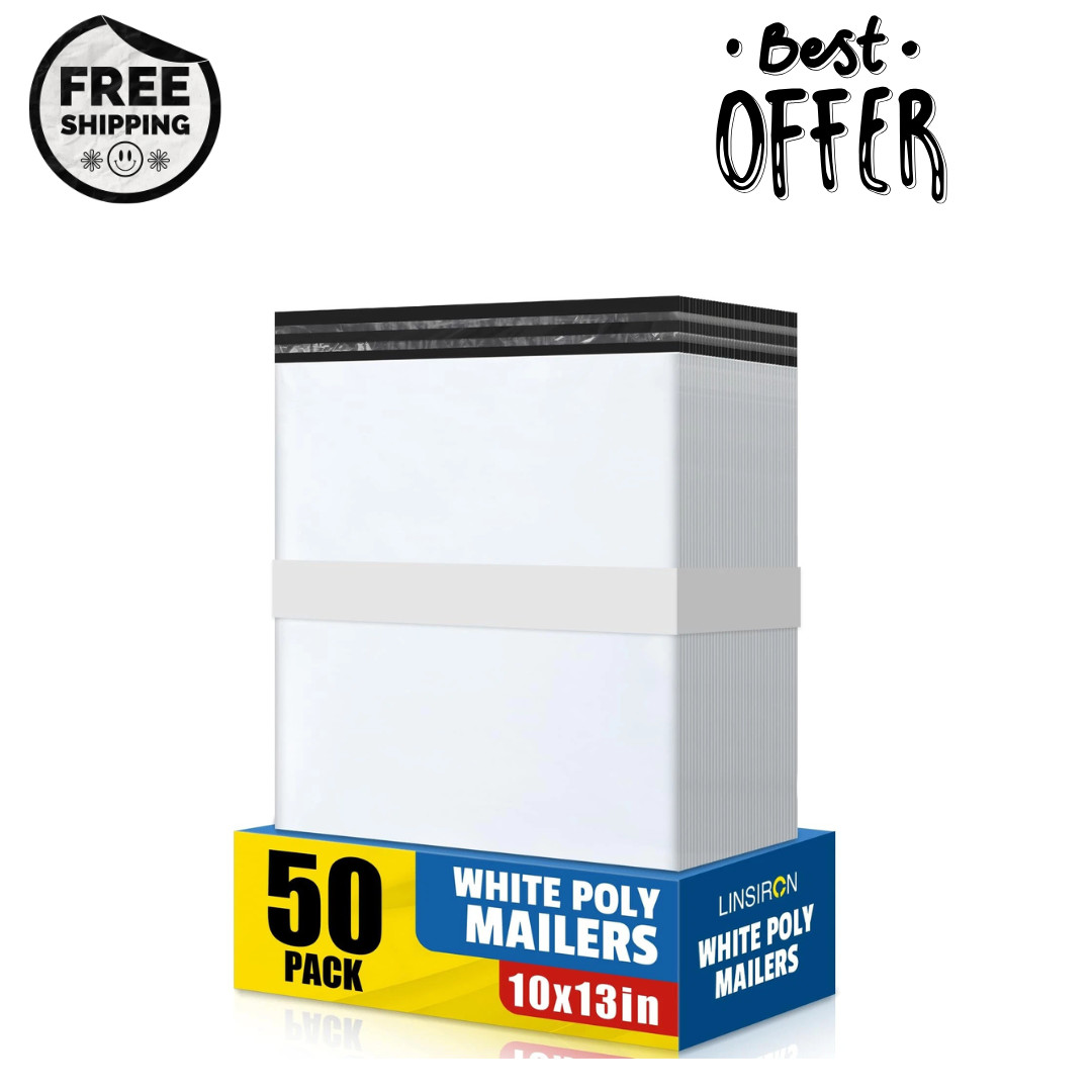 Poly Mailers 10×13 Inch 50 Pcs, Large Shipping Bags for Clothing, Waterproof Bag