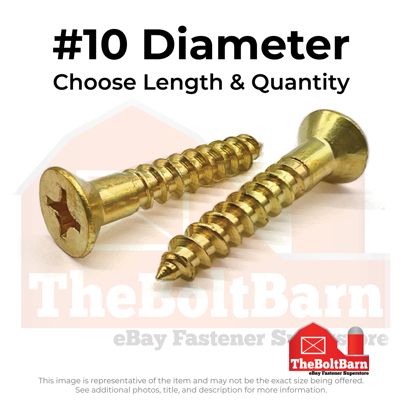 #10 Phillips Flat Head Wood Screws Brass (Choose Length & Qty)