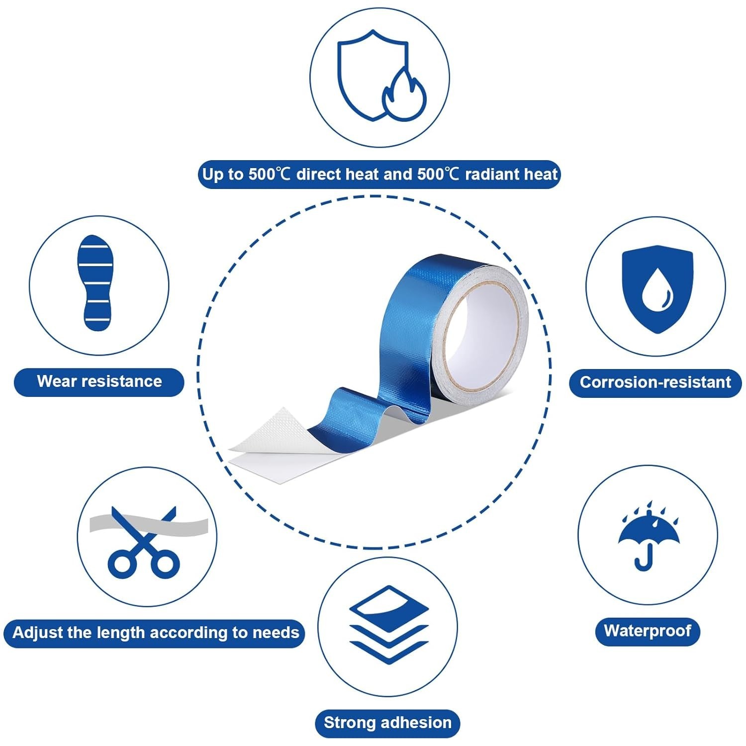 Heat Shield Tape Aluminum Foil Tape Reflective Fiberglass Insulation Waterpro…