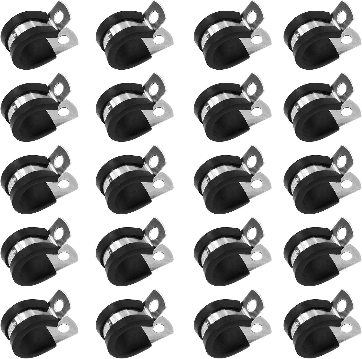 20Pcs 5/8 Inch Stainless Steel Cable Clamps, Rubber Cushioned Insulated Pipe Cla