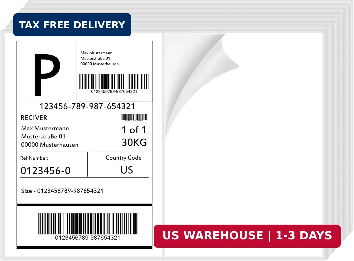 200 Half Sheet Self Adhesive Shipping Labels 100 Sheets, 8.5″ x 5.5″ Address Lab