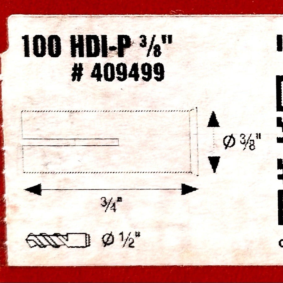 100 Pcs Hilti HDI-P 3/8” Drop-In Flush Anchors #409499 – FM Approved New Boxes