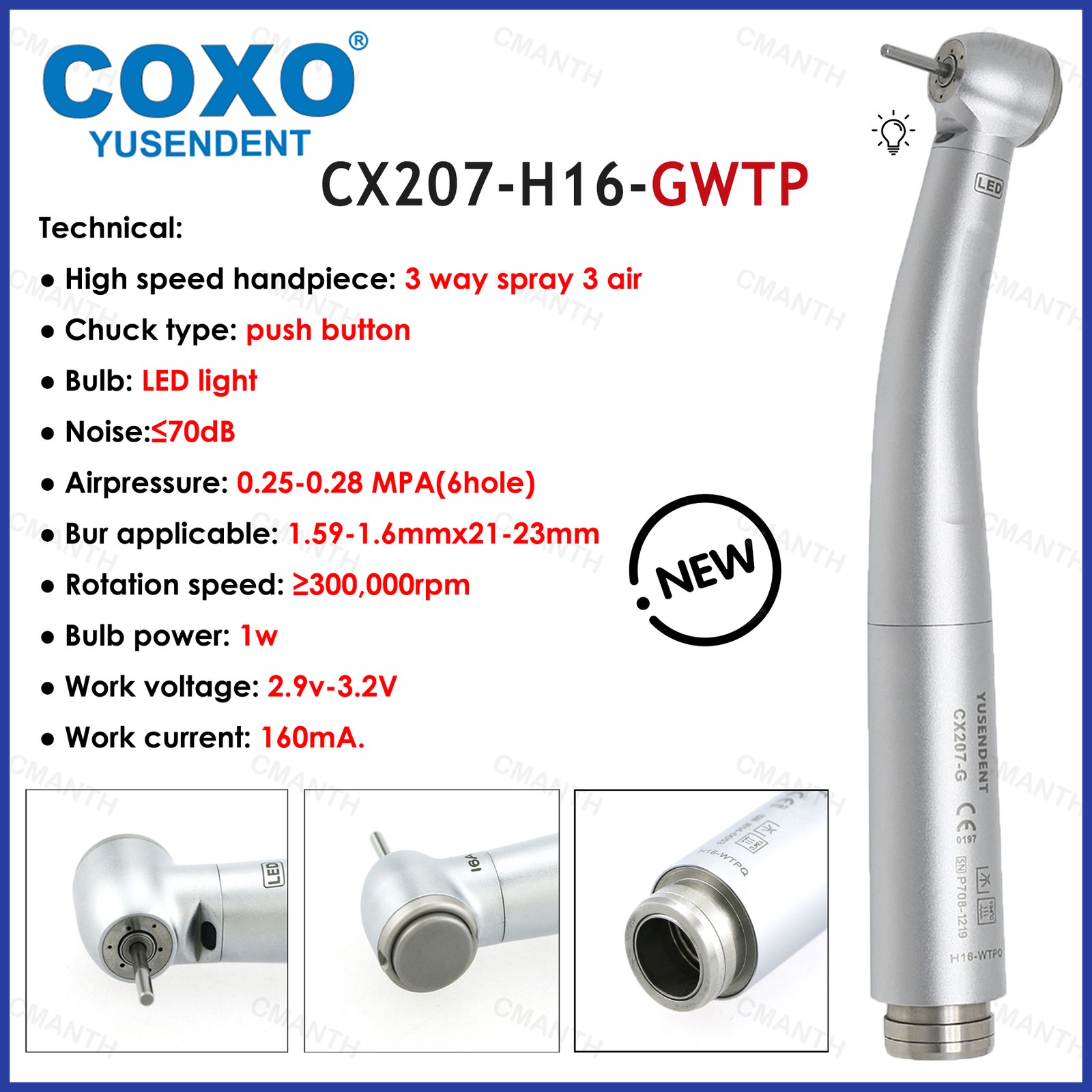 US COXO Dental High Speed Handpiece Fiber Optic Turbine Coupler Fit KAVO NSK