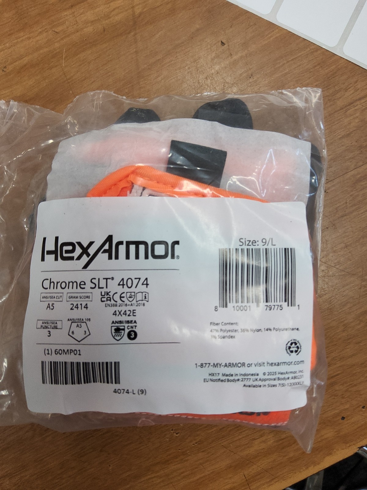 HexArmor Chrome SLT 4074 Cut Resistant Impact Work Gloves Size L 9. SB6
