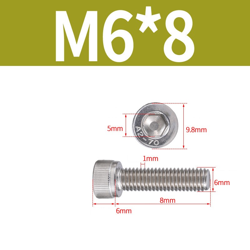 M6 (6mmØ) CAP SCREWS A2 STAINLESS STEEL HEXAGON SOCKET ALLEN KEY BOLTS DIN 912