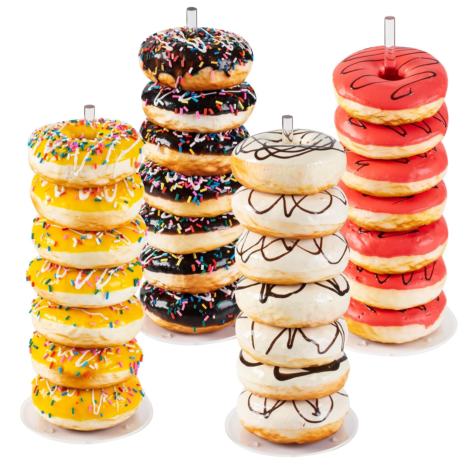 HENABLE 4PCS Acrylic Donut 4.5 inches in diameter, 11 height, Clear