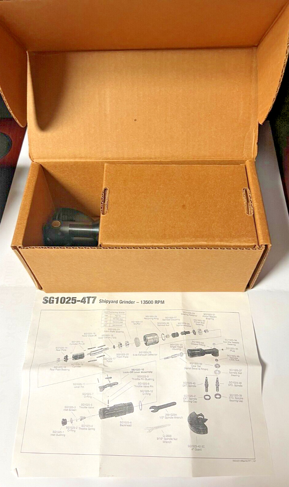 Michigan Pneumatic SG1025 Right Angle Grinder 4″ Guard 13,500 RPM USA