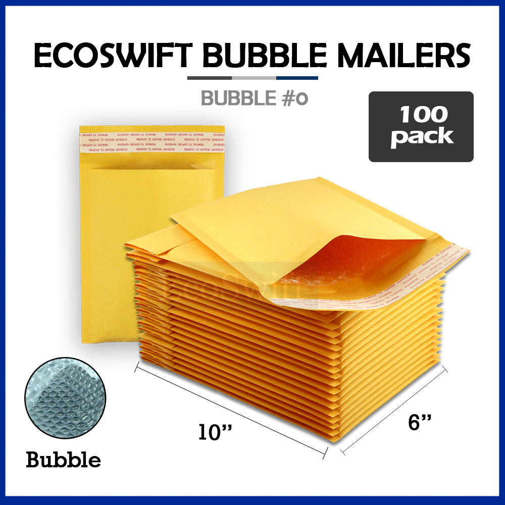 100 #0 6×10 ECOSWIFT KRAFT BUBBLE MAILERS PADDED ENVELOPE 6 x 10