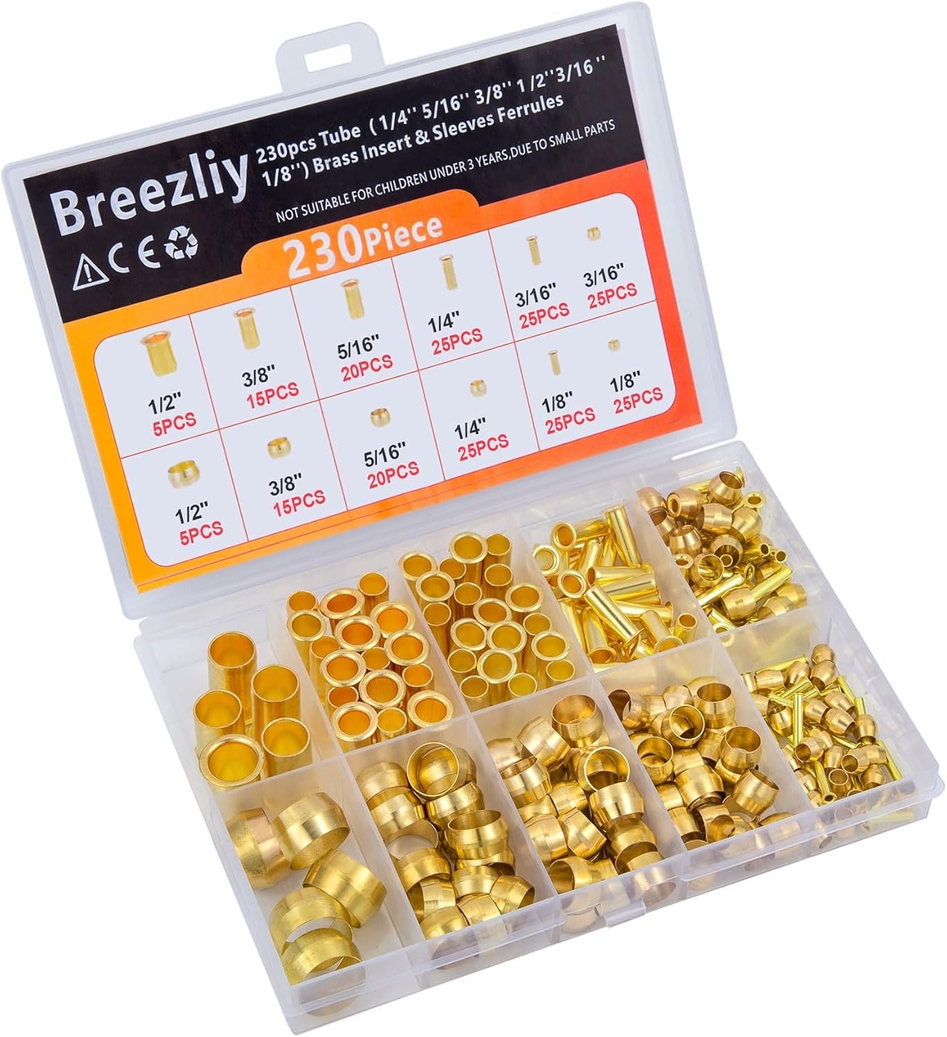 Brass Compression Fittings Assortment Kit for Air Water Fuel Oil Gases