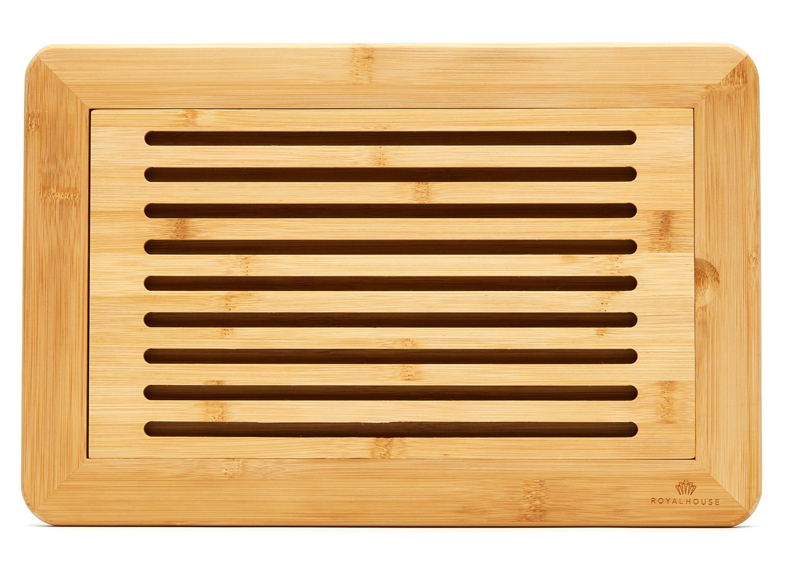 RoyalHouse Large Premium Natural Bamboo Bread Cutting Board with Crumb Tray, Bre