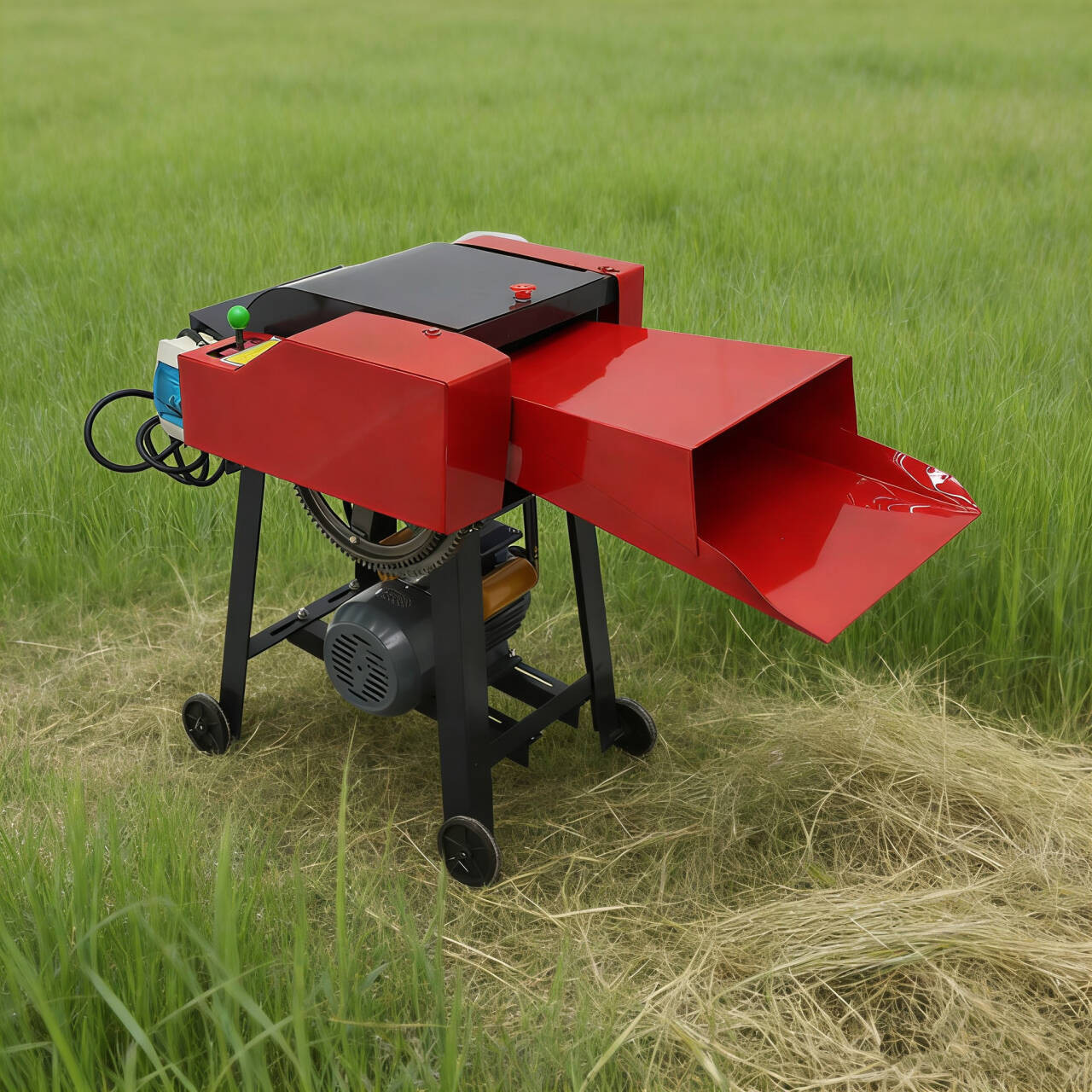 220V Hay Chopper Animals Feed Fodder Cutting Corn Straw Chaff Cutter 6 Blades