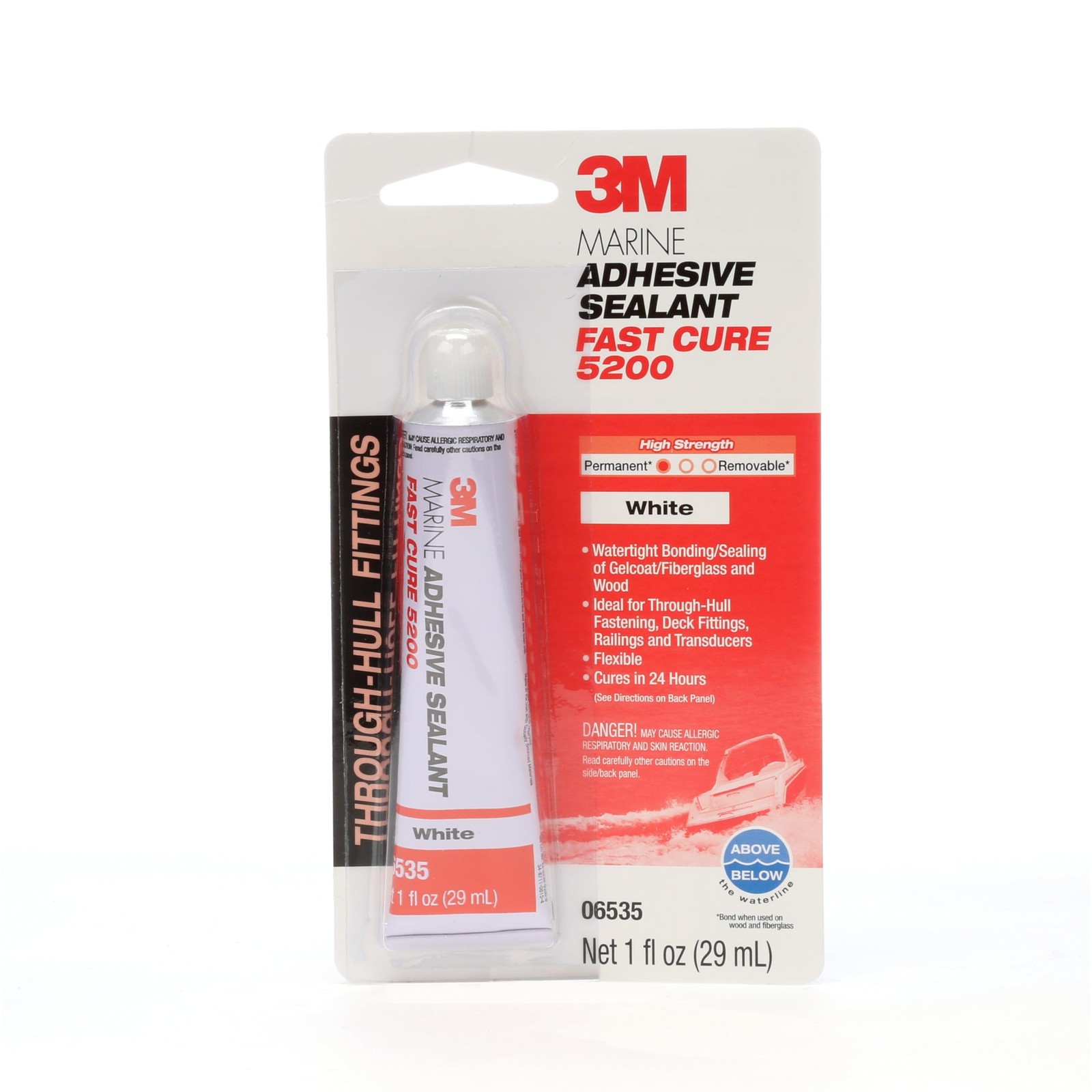 3M Marine Adhesive Sealant Fast Cure 5200 (06535) 1 fl oz Tube, White