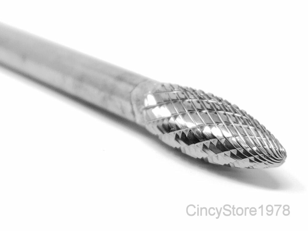 SH2D Flame Shape Tungsten Carbide Burr Bur Cutting Tool Die Grinder Bit 1/4″ NEW
