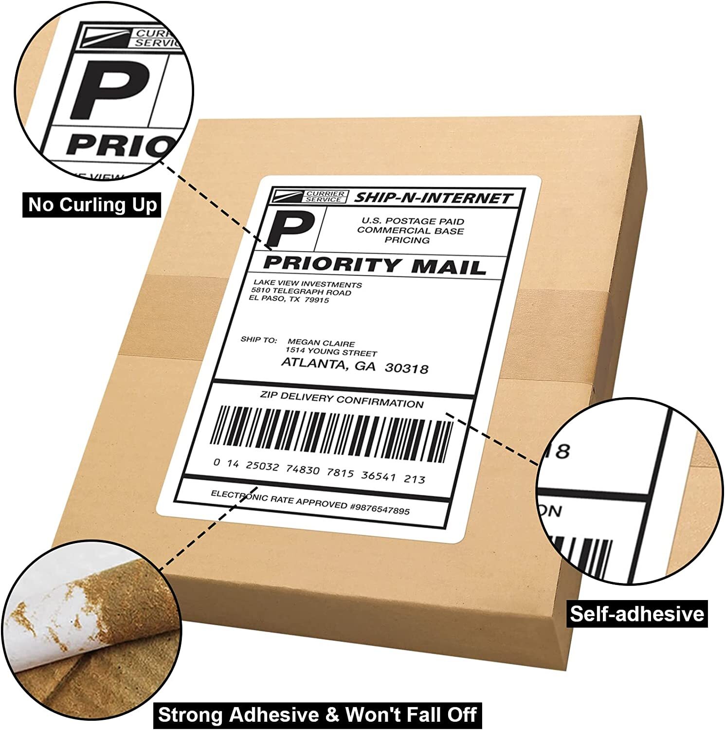 100-1000 Rounded 8.5″x5.5″ Shipping Labels Half Sheet Self Adhesive 2 Per Sheet