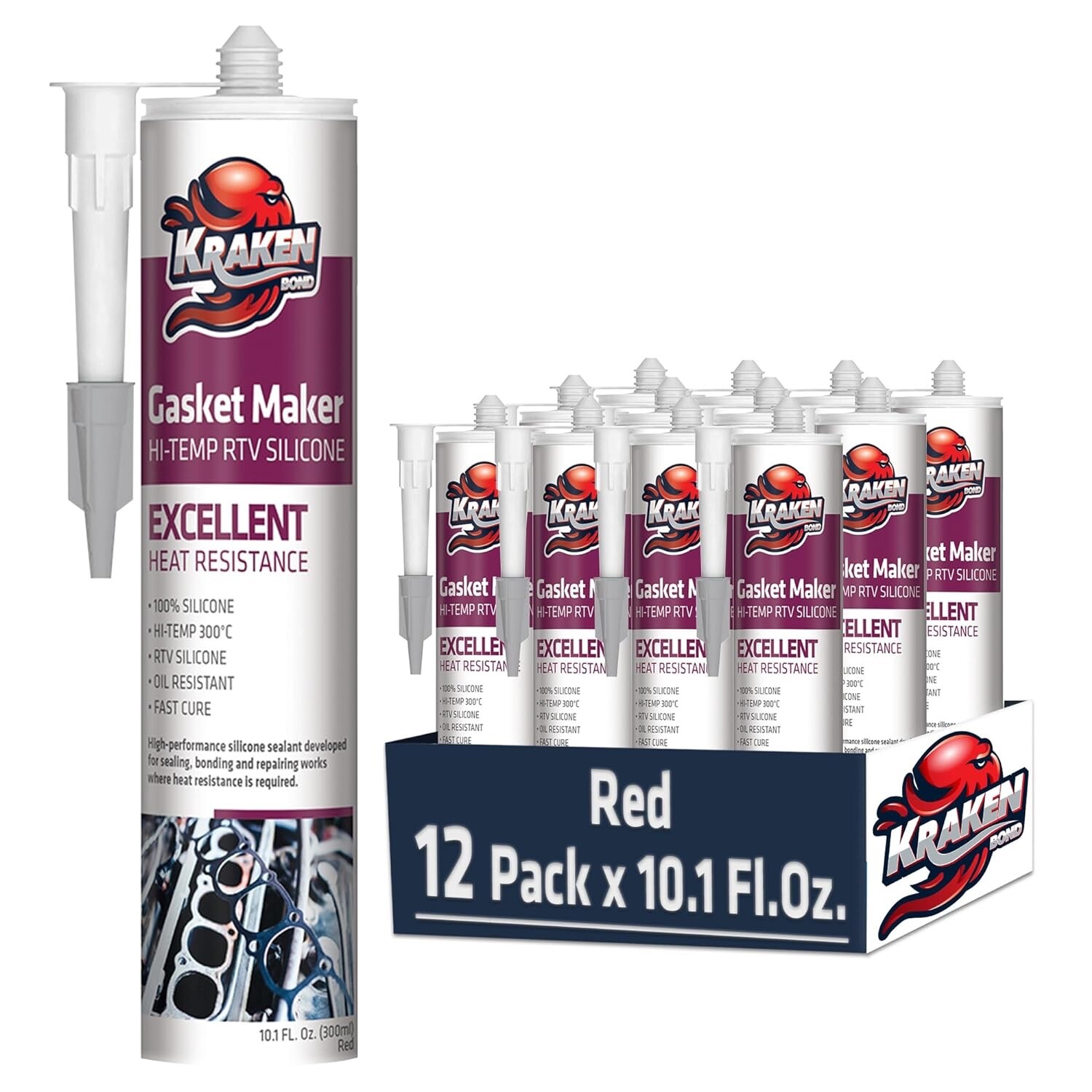 Kraken Bond Gasket Maker RTV Silicone (10.1 fl oz) 12 Pack