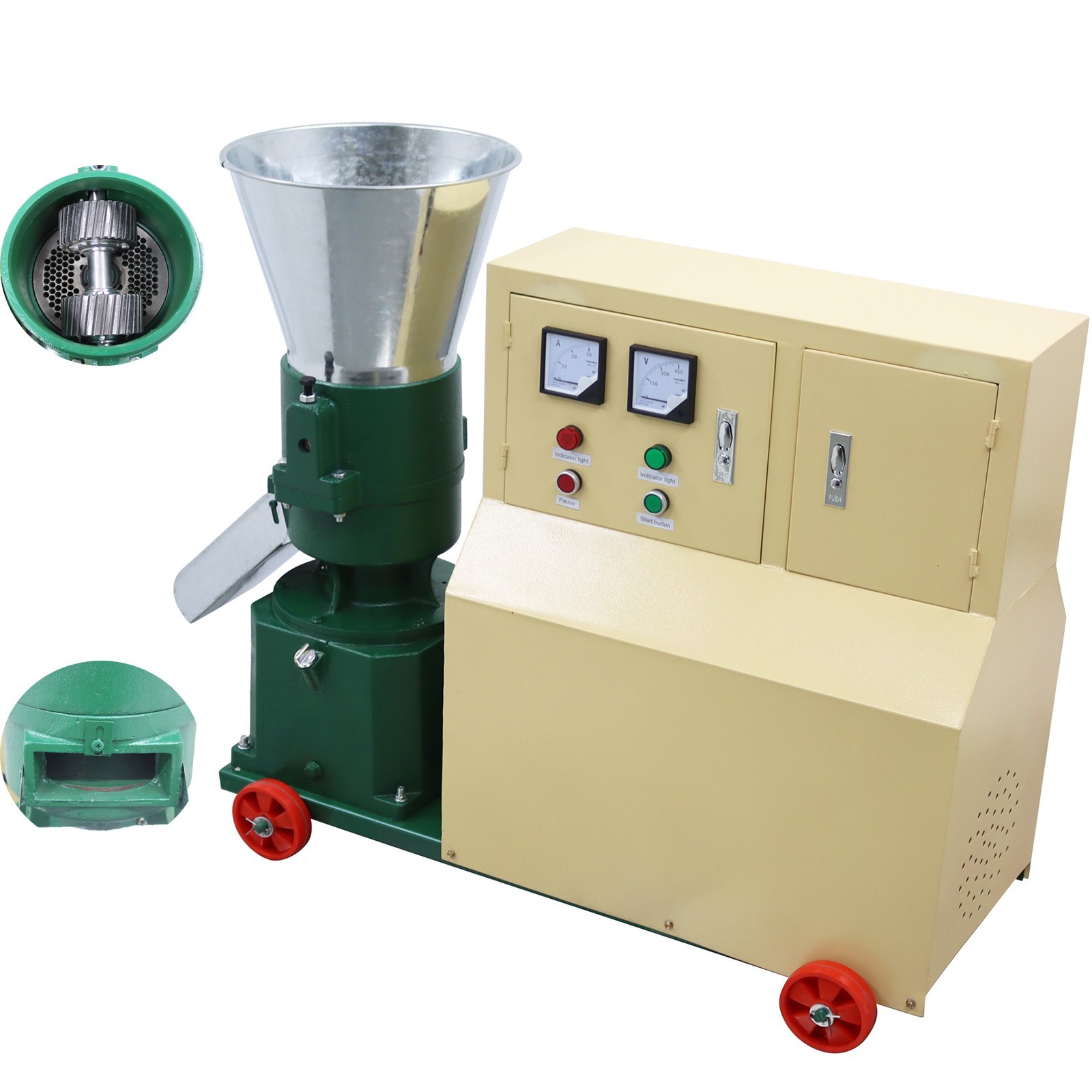 6mm Fram Feed Pellet Mill Machine 2 Rollers Fodder Pelletizer 200-250KG/h 220V