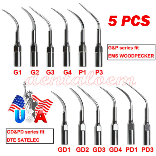5 US Dental Ultrasonic Scaler Tip Fit DTE SATELEC EMS WOODECK Scaling Handpiece