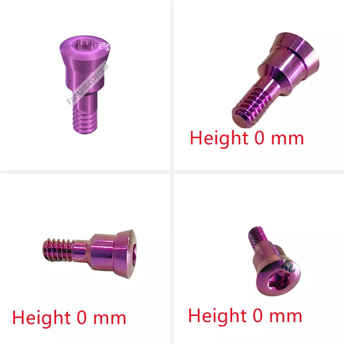 2 Pcs Dental RC Closure Screw Healing Cap Abutment Height 0mm 0.5mm