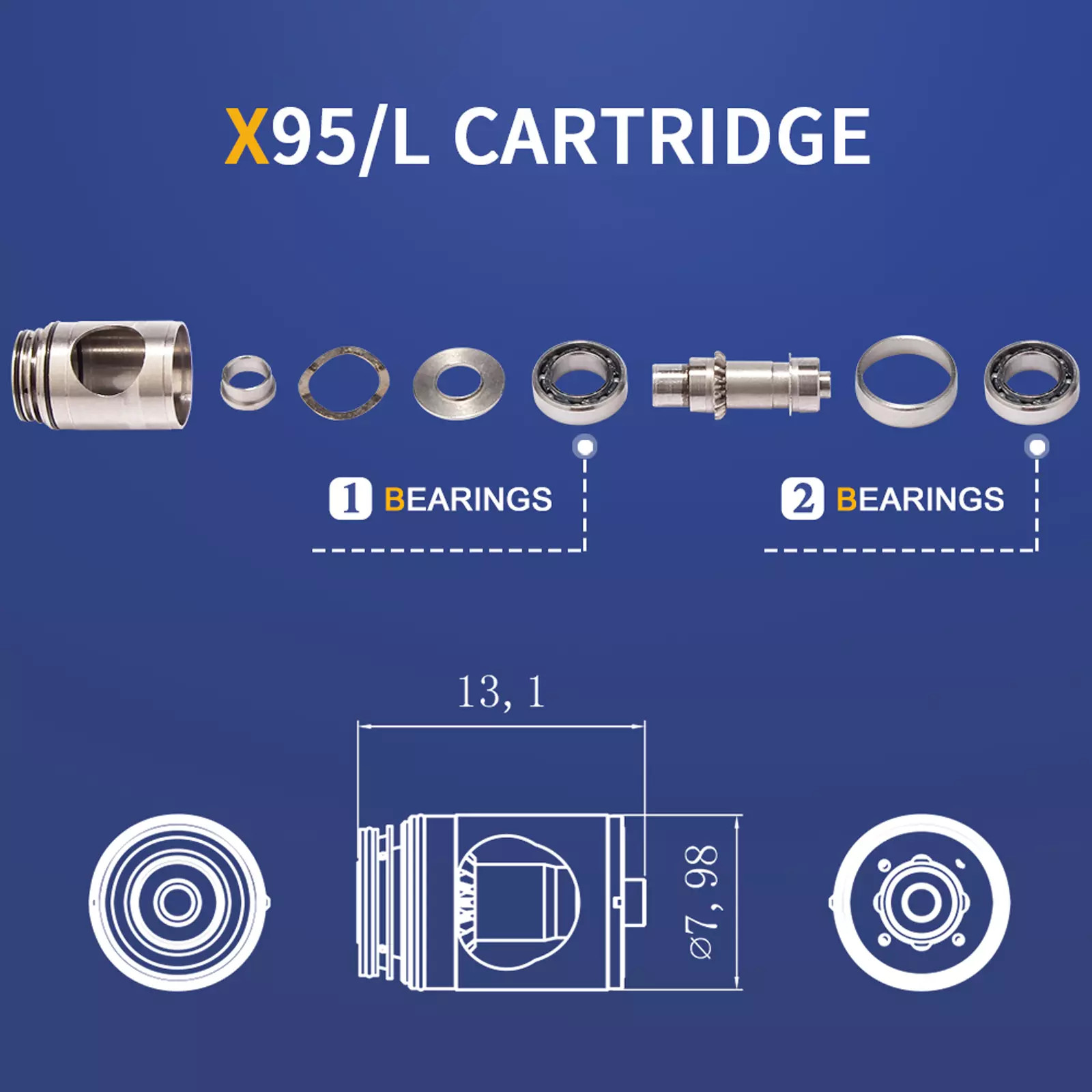 Rotor Cartridge fit for Ti-MAX X95L Dental 1:5 Fiber Optic Low Speed Handpiece
