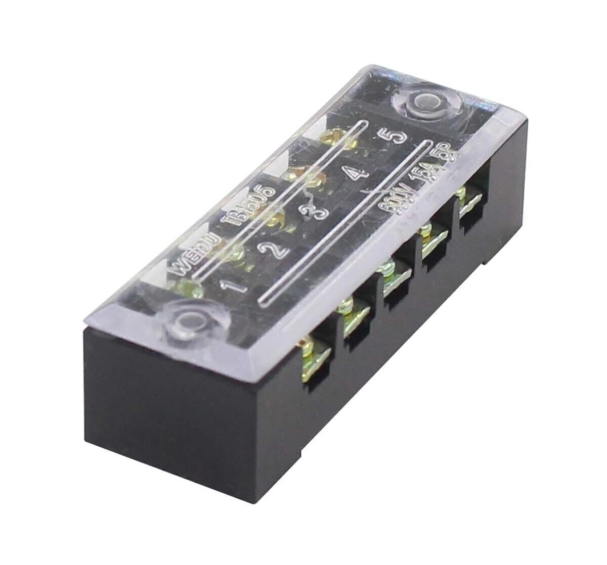 5 sets 600V 15A Dual Row 8 Position Screws Terminal Electric Barrier Strip Block