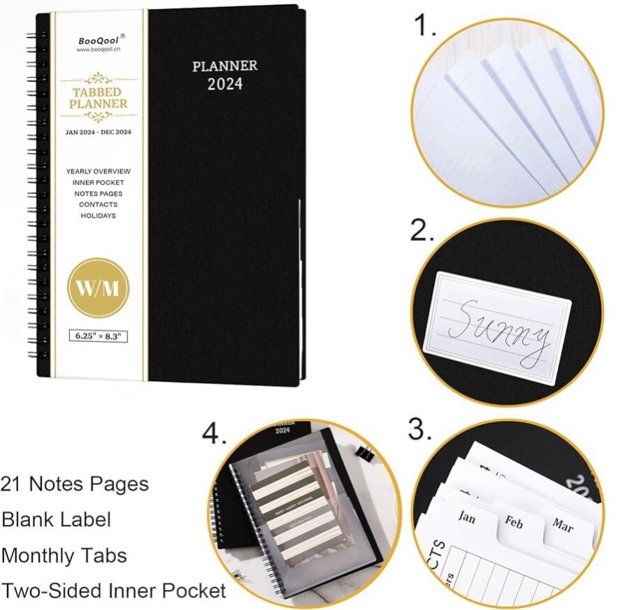 Optimize 2024 Planner: Jan-Dec, Weekly/Monthly Tabs, 6.25” x 8.3”