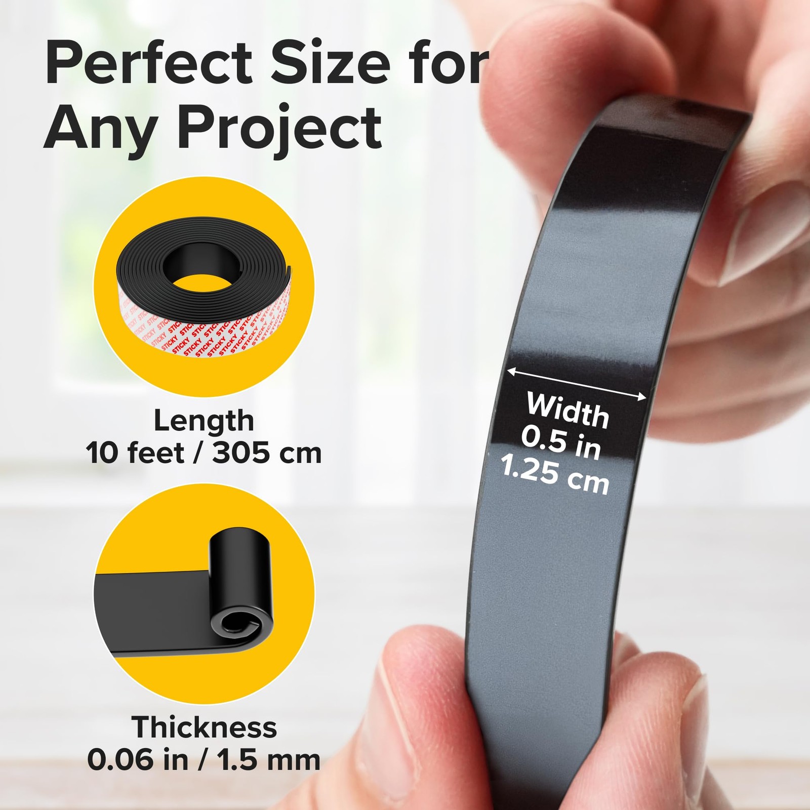 Super Sticky Magnetic Tape 10ft x 1/2in Stong Magnet Strip with Adhesive Bac…