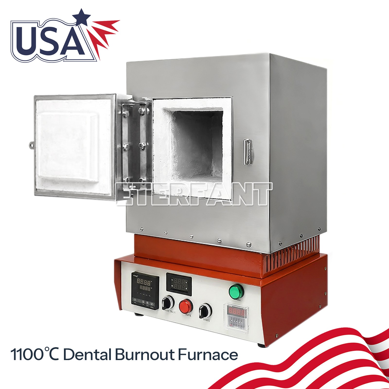 ETERFANT 2 Sizes Dental Lab Burnout Furnace 1100℃ High Temperature Ⅵ Type/Ⅲ Type