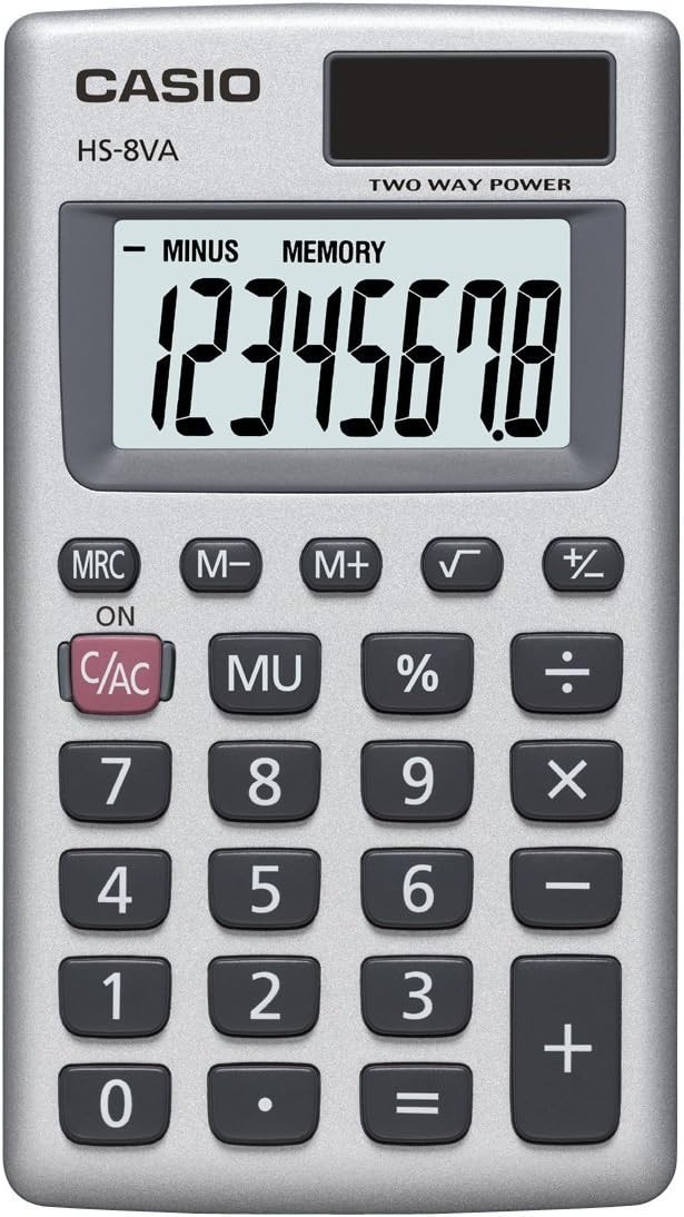 Mini 8-Digit Solar Calculator Pocket Size Portable Standard Function Silver NEW.