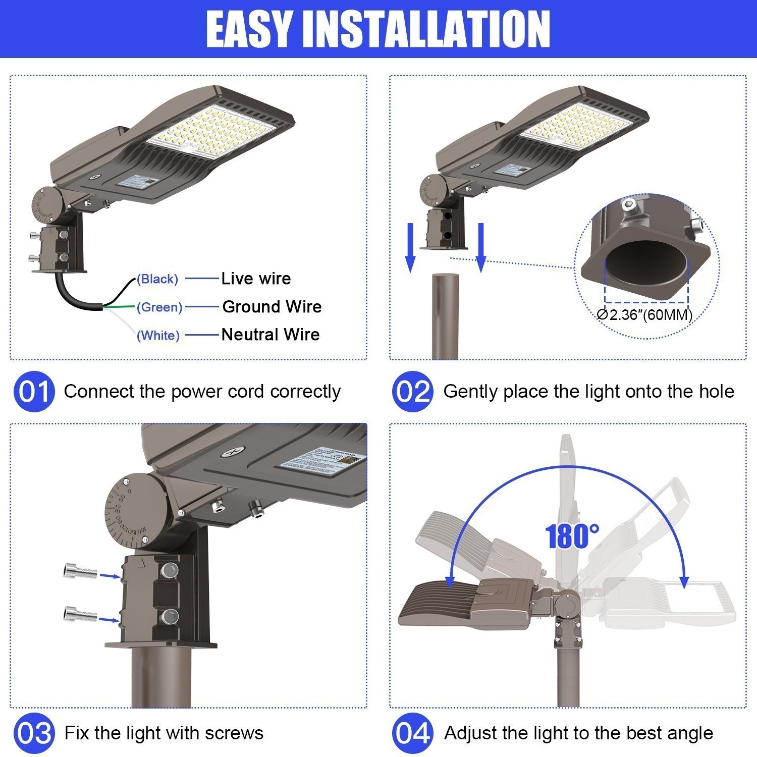 LED Street Lights Shoebox Parking Lot Lighting 200W IP65 Outdoor Yard Flood Lamp