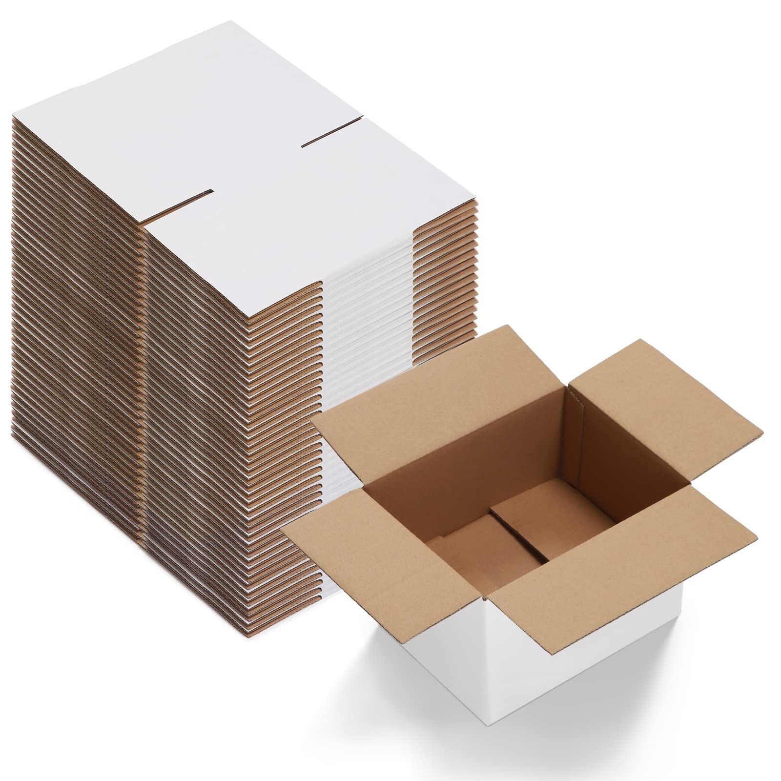Calenzana 8x6x4 Shipping Boxes Set of 40, White Corrugated Cardboard Box for …