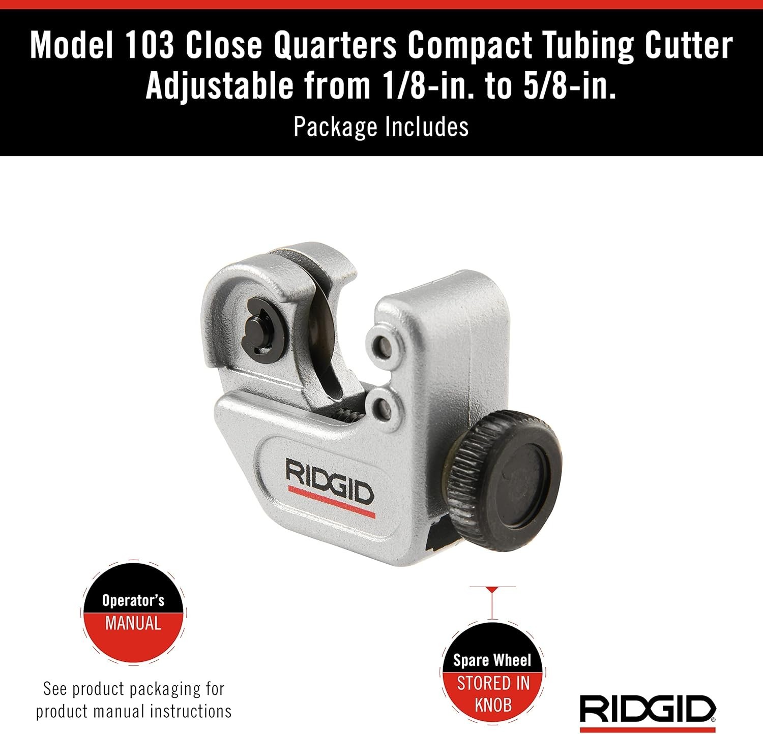 Model 103 Close Quarters Compact Tubing Cutter for 1/8″ to 5/8″ Copper, Alumi…