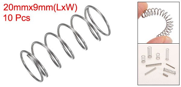 10Pcs Compression Spring 9mm OD 0.6mm Wire 20mm Length Silver Tone