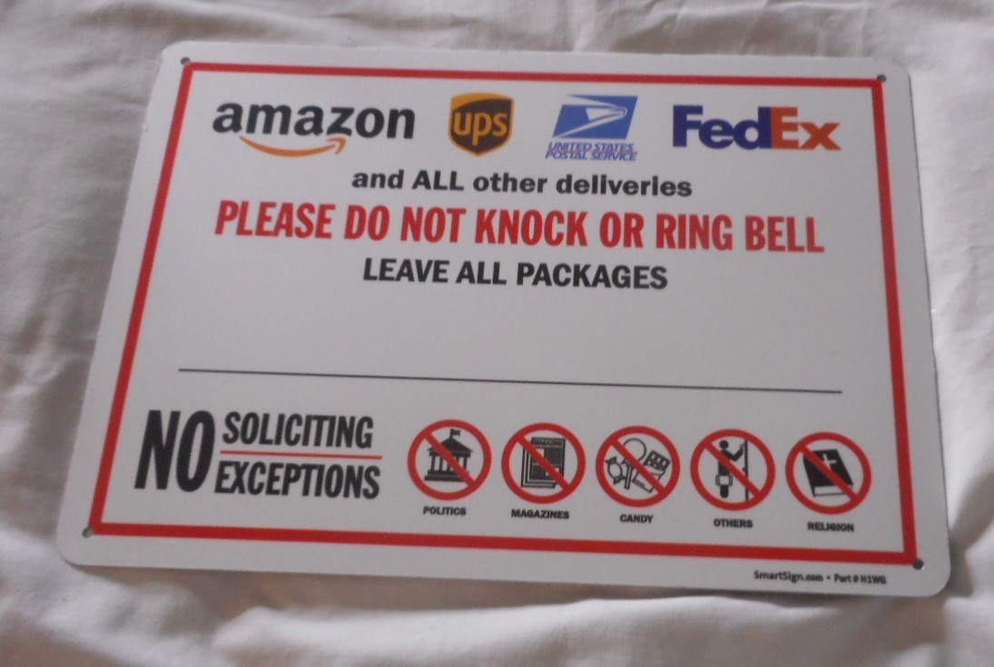 Please Do Not Knock or Ring Bell Sign No Soliciting Aluminum 10″ H x 14″ W – NEW