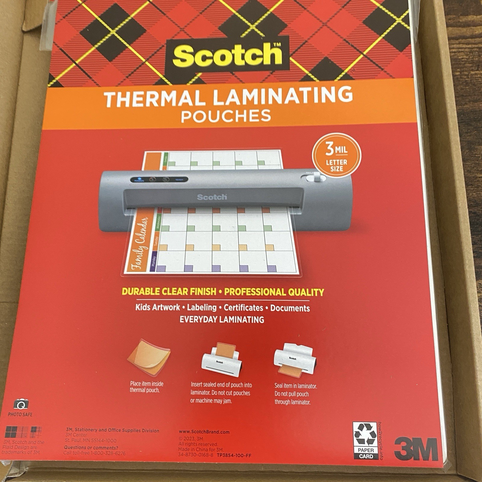 200 Pack Scotch Thermal Laminating Pouches, 8.9 x 11.4 in, Letter Size, 3 mil