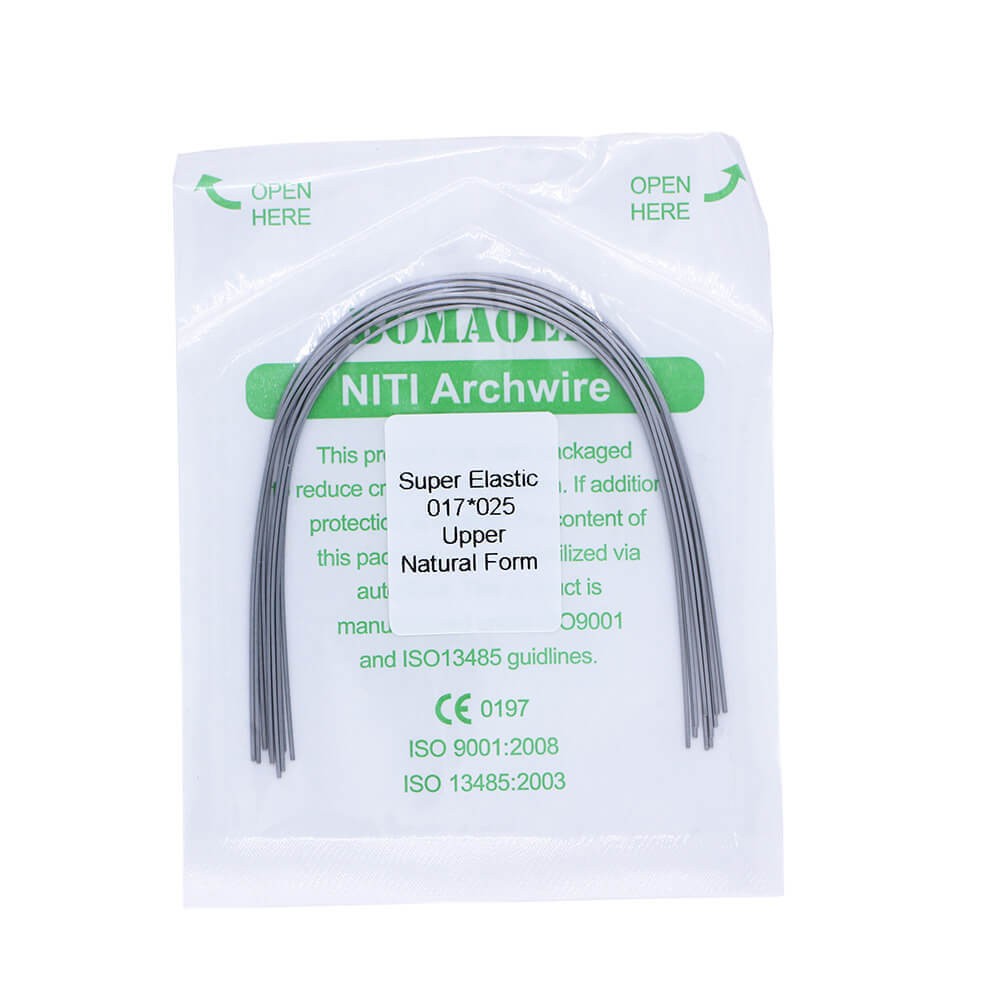 100×Dental Ortho Super Elastic Niti Rectangular Arch Wires Natural 17×25 Upper