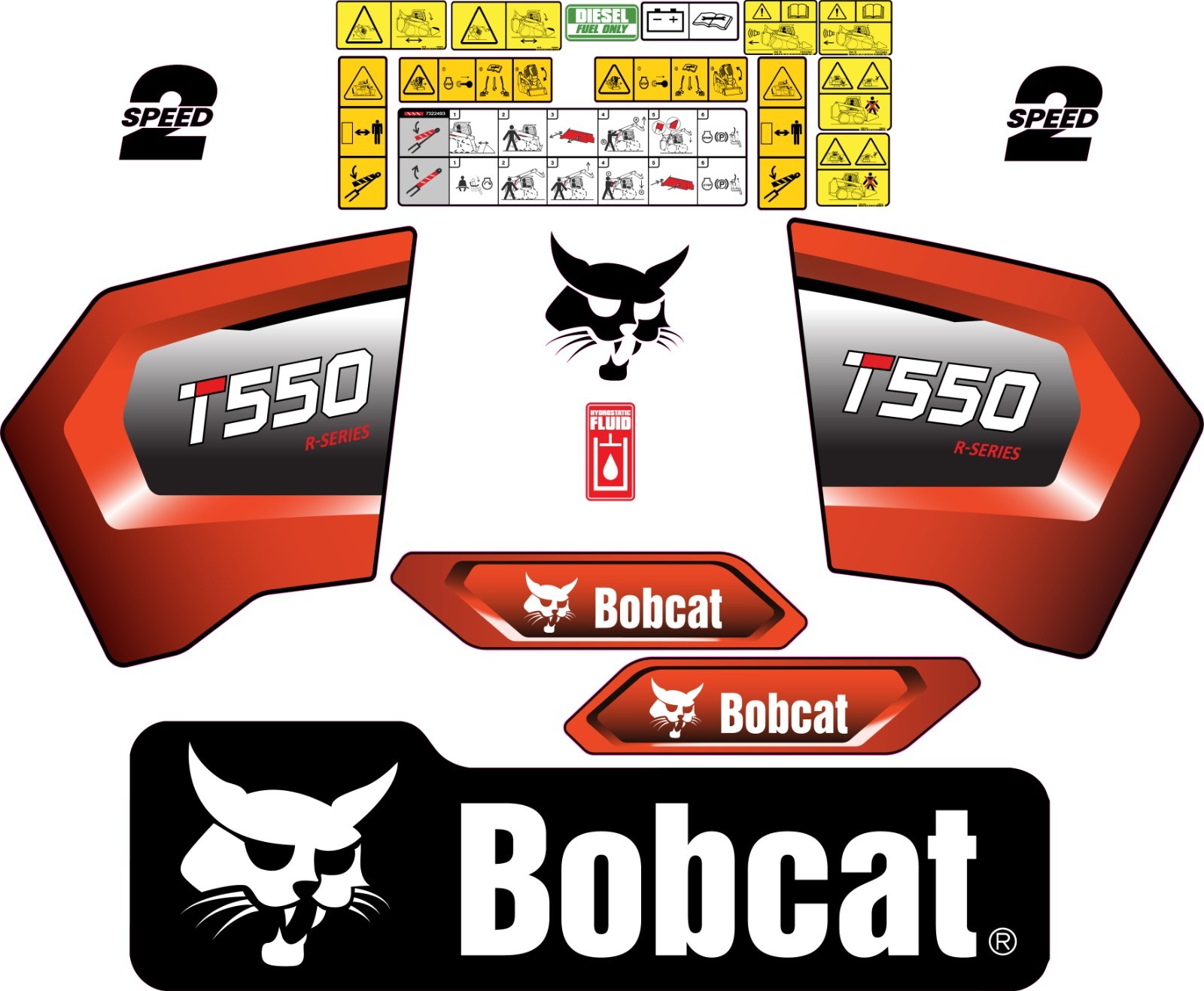 Fits Bobcat T550 Decal Kit Skid Steer / safety decals 3M VINYL / FREE SHIPPING
