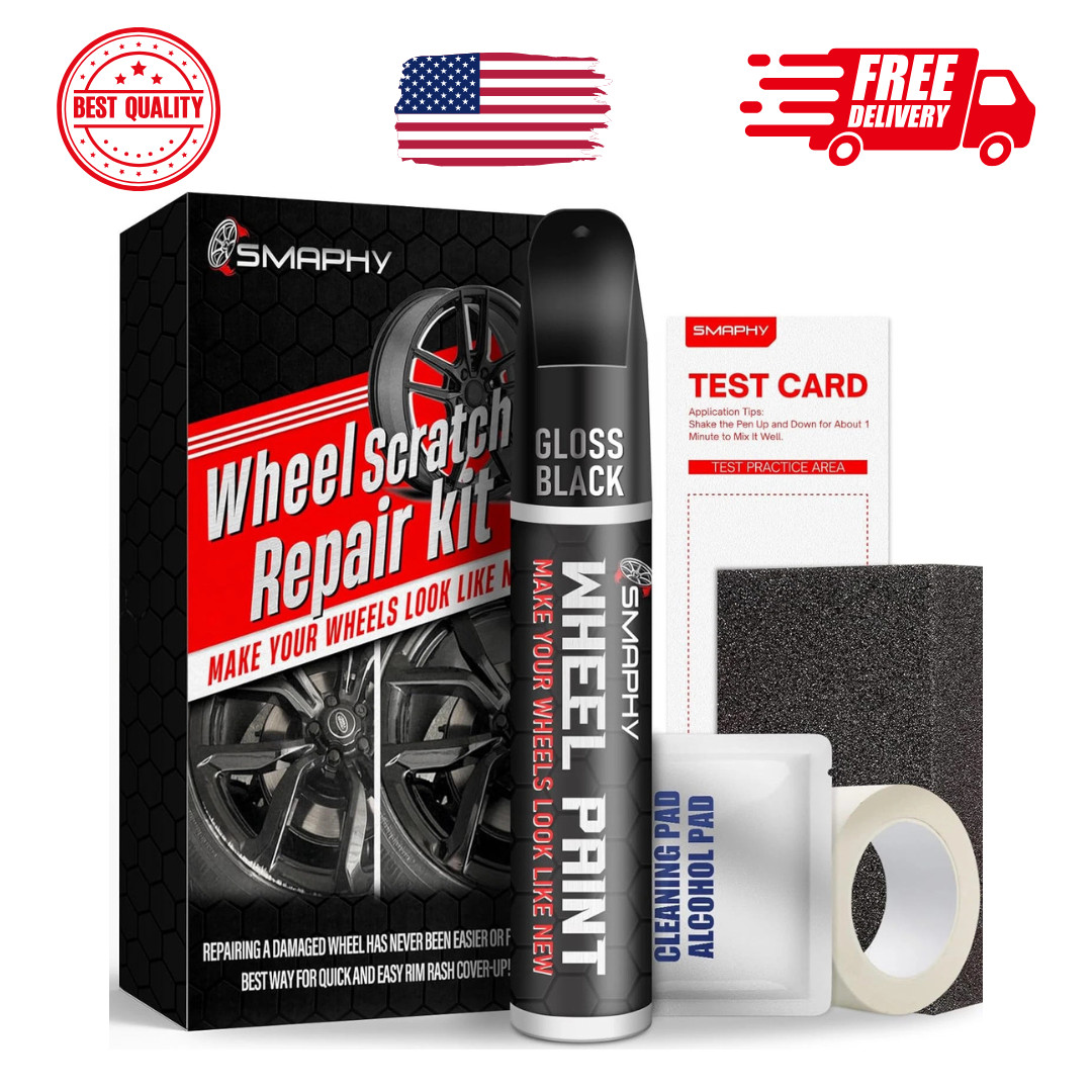 Wheel Scratch Repair Kit, Gloss Black Rim Touch Up Paint, Repair Curb Rash, Scra