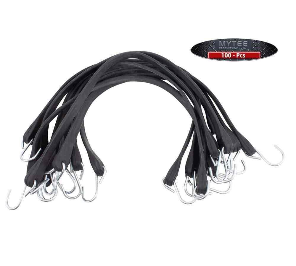 21″ Natural Rubber Tarp Bungee Straps Crimped Hooks – 2 Boxes (100 Pcs)