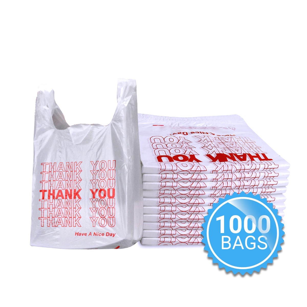 Heavy Duty Thank You Bags 11.5×6.5×22 Plastic T-Shirt Shopping Bags 1000 Pack